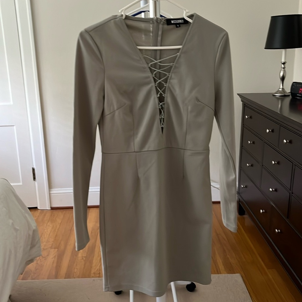 Misguided long sleeve dress. Light, muted sage-y green color.